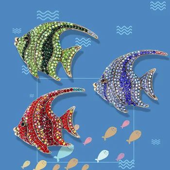 Творчески женски цветни карфици под формата на тропически рибки с животни, висококачествен корсаж с кристали, индивидуално палта, аксесоари